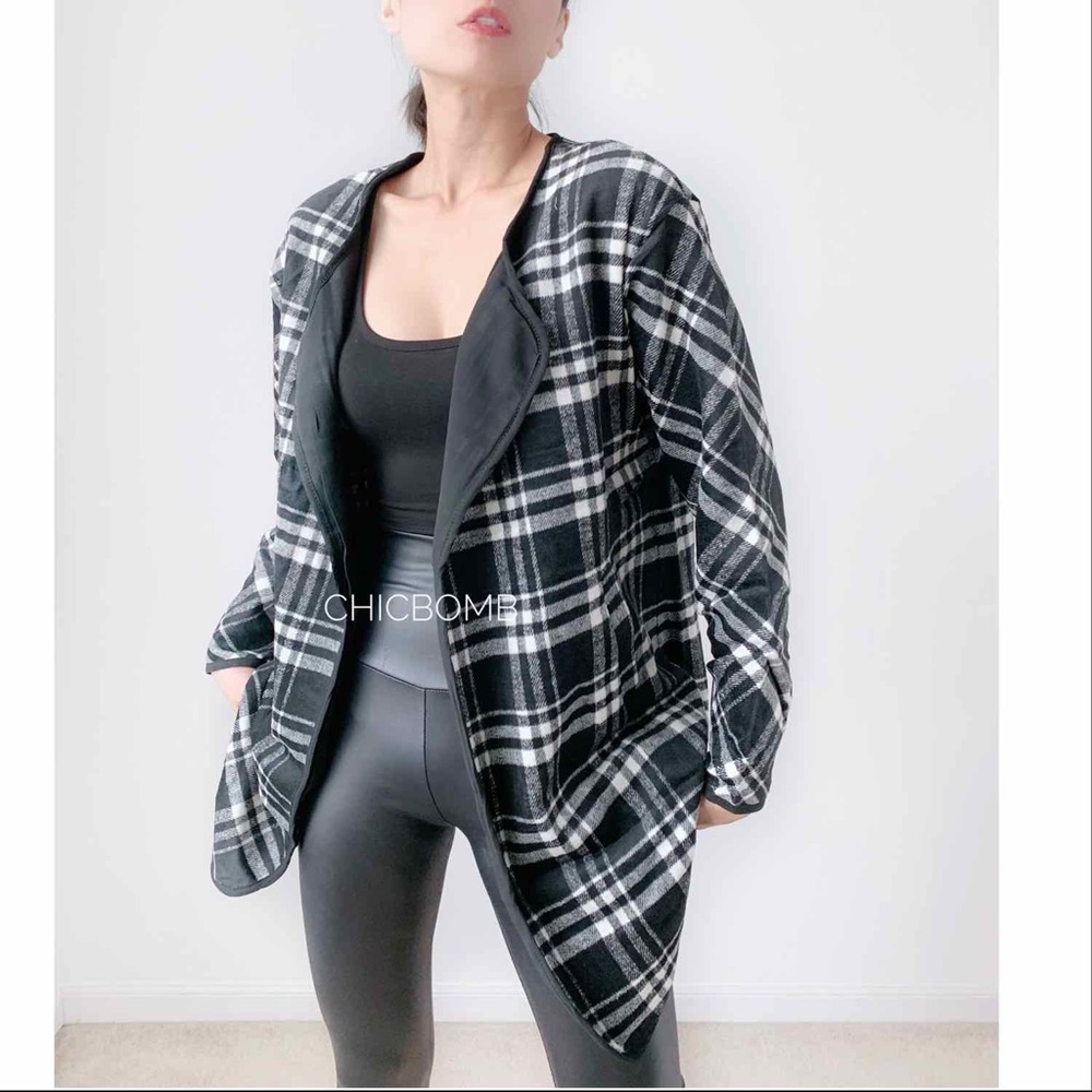 White and Black Plaid Coat - Picture 12 of 13